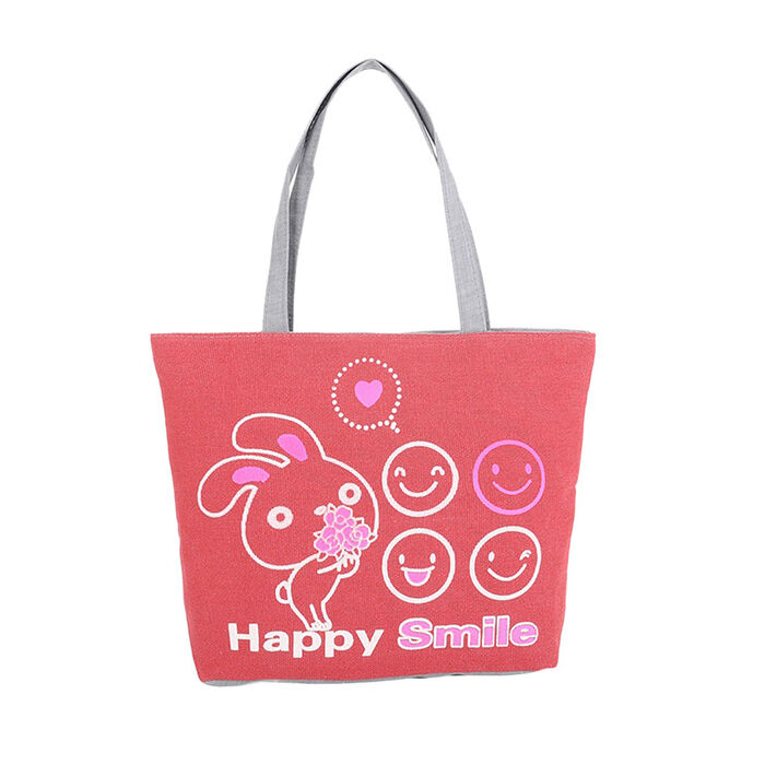 "Happy Smile" feliratú lilás színű nyuszis válltáska