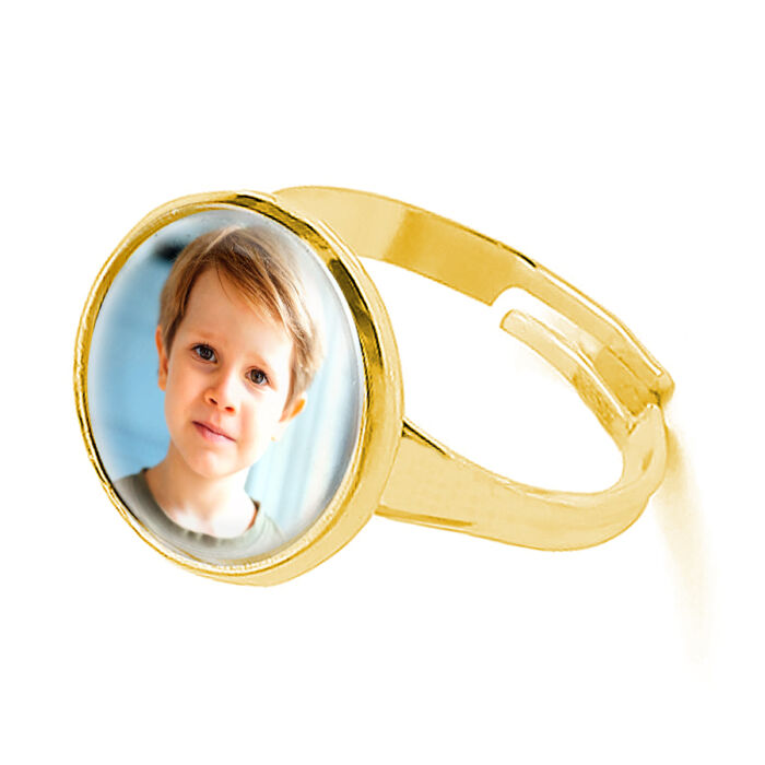 Saját egyedi fényképes gyűrű, arany színben (állítható méret)