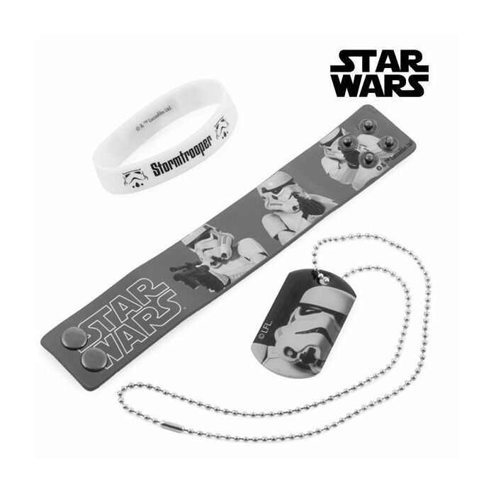 Star Wars ékszerszett, Stormtrooper nyaklánc medállal és 2 db karkötő (eredeti licensz)
