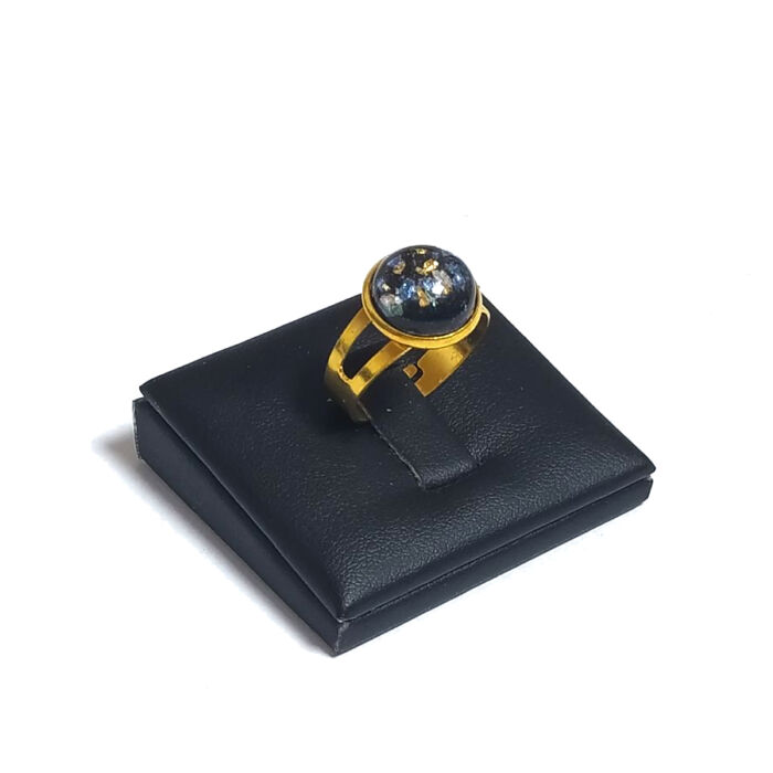 Színes csillámos üveglencsés gyűrű, választható arany és ezüst színben