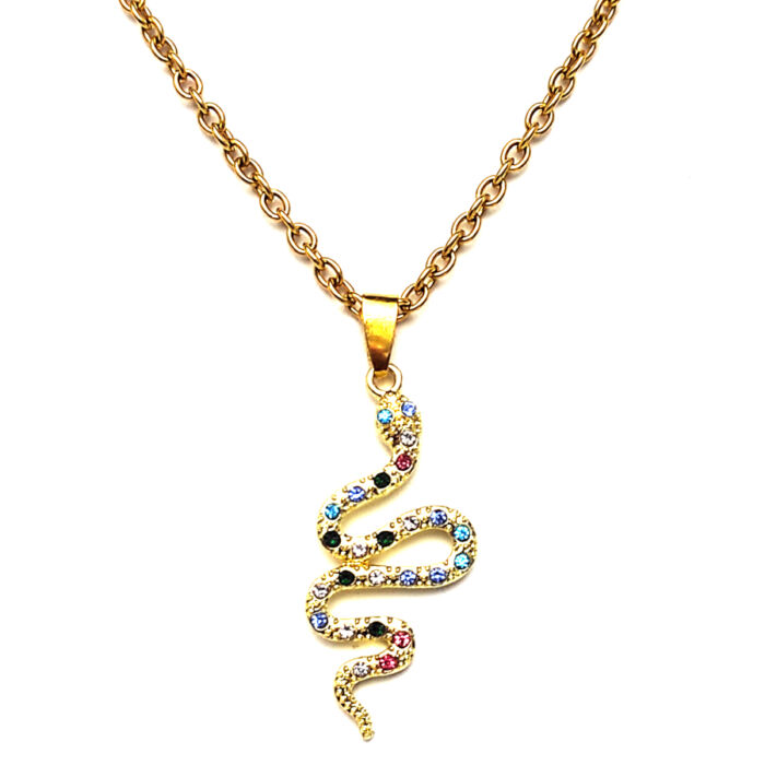 Színes kristályos kígyós medál arany színű lánccal