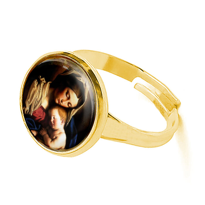 Szűz Mária gyűrű, arany színben (állítható méret)
