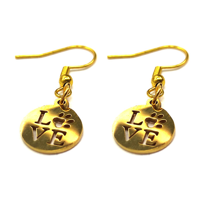 Tappancs Love nemesacél fülbevaló (2), választható arany vagy ezüst színű akasztóval