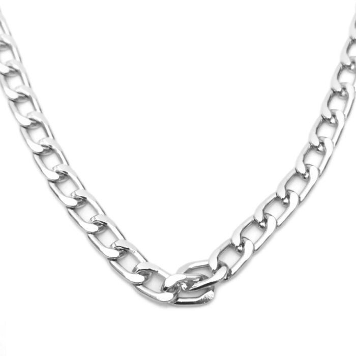 Vastag fém nyaklánc ezüst színben, 50 cm