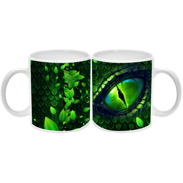 Zöld szem és pikkelyek kétoldalas mintás bögre, 1 db