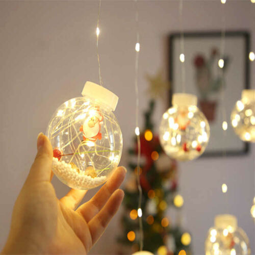3 m 10 Golyós Karácsonyi Dekoratív 3D  LED Függöny Melegfehér