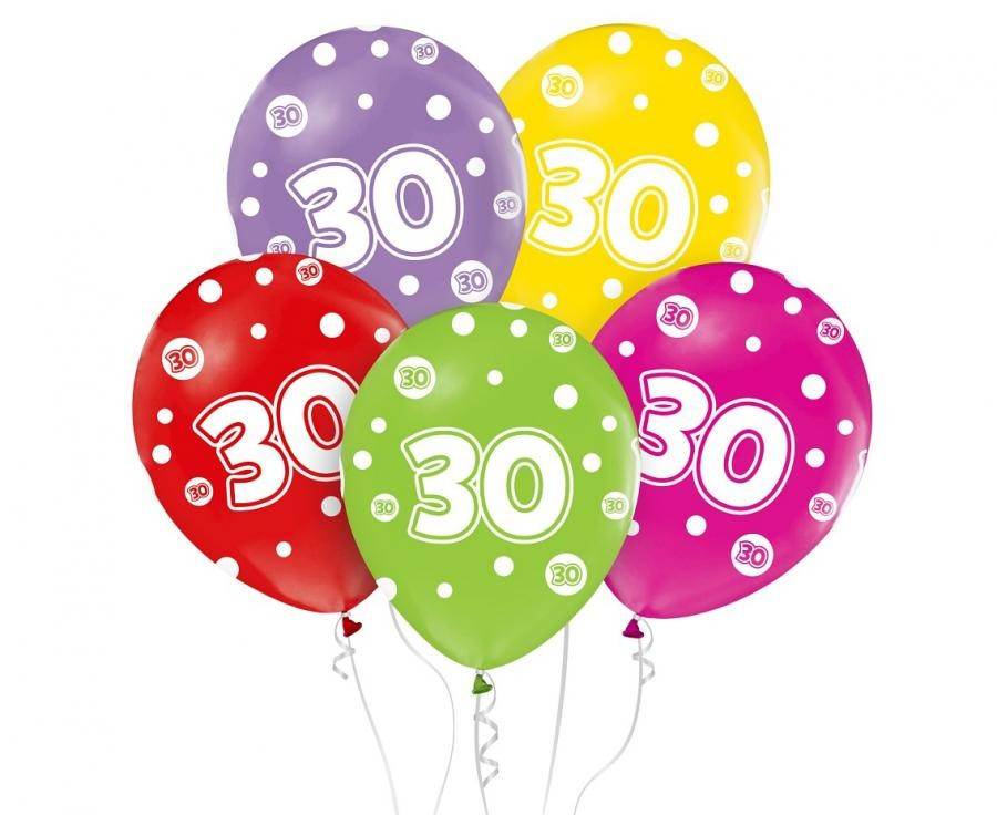 Happy Birthday 30 Dots léggömb, lufi 5 db-os 12 inch (30cm)