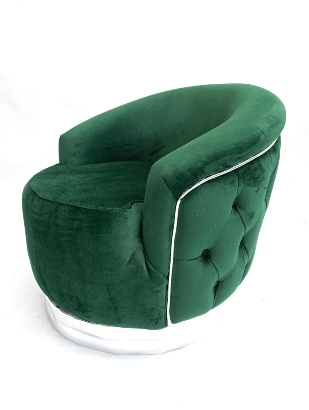 Elegance Chesterfield (Green) exkluzív bársony fotel - Zöld-Ezüst