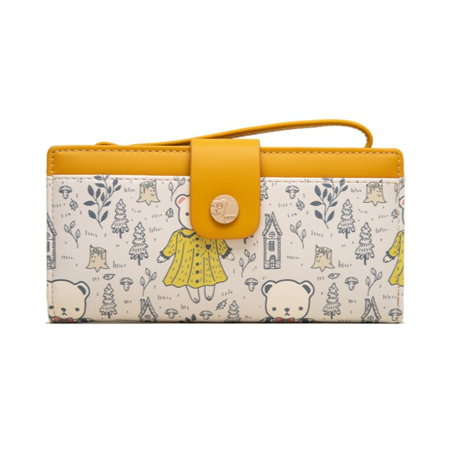 Sárga - és krémszínű női pénztárca macis mintával (0995.)