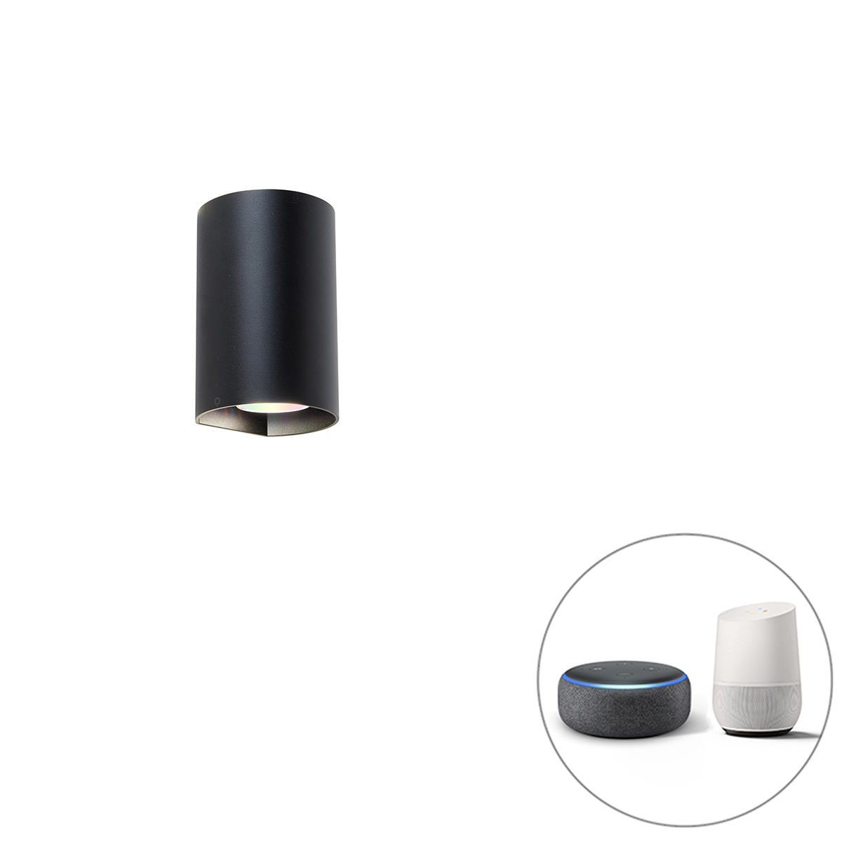 Intelligens kerek fali lámpa, fekete, Wifi GU10 - Sabbir