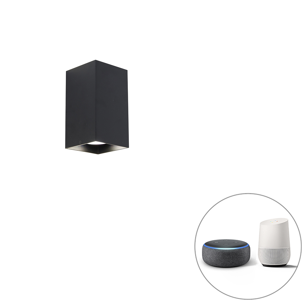 Intelligens négyzet alakú fali lámpa, fekete, Wifi GU10 - Sabbir