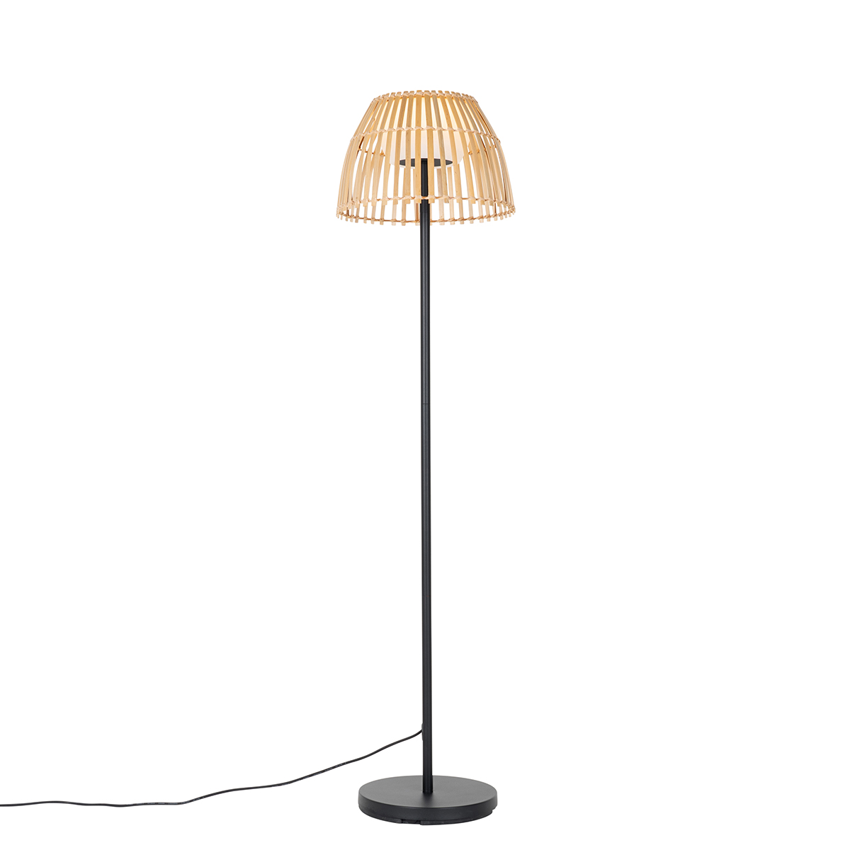 Vidéki állólámpa fekete, bambusszal, LED-del - Kaiser