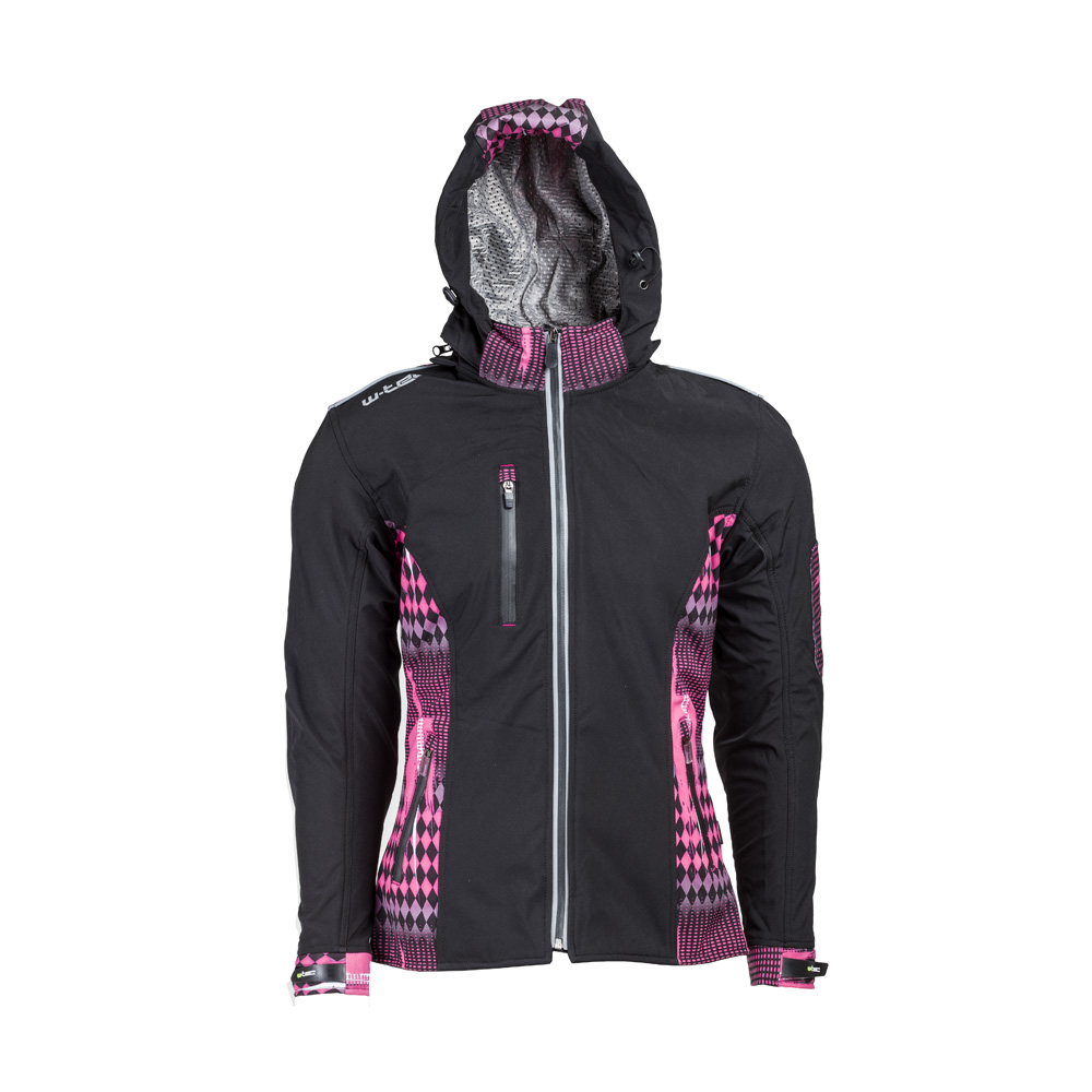 Női softshell motoros kabát W-TEC Pestalozza  L  fekete-rózsaszín
