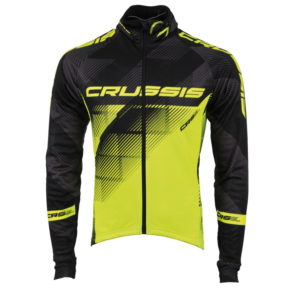 Férfi kerékpáros kabát CRUSSIS fekete-fluo sárga  fekete-fluor sárga  S
