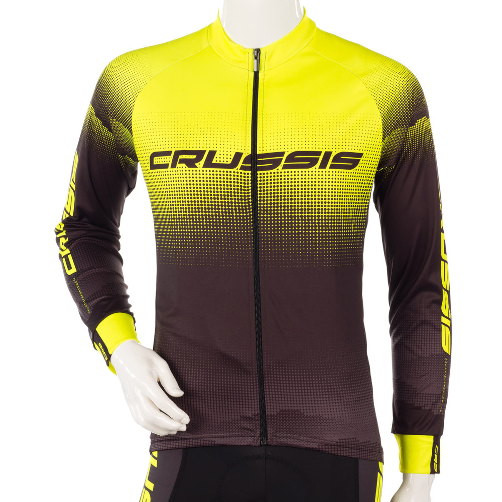 Hosszú ujjú kerékpáros felső Crussis  XL  fekete-fluor sárga