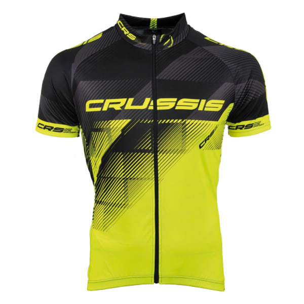 Kerékpáros póló Crussis  fekete-fluor sárga  XS