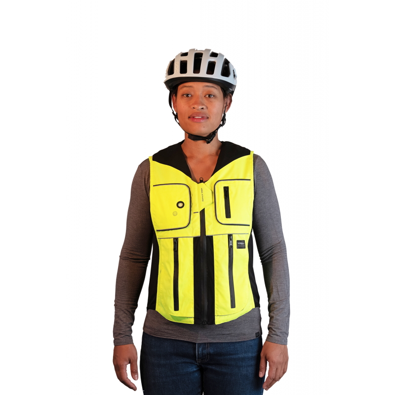 Légzsákos kerékpáros mellény Helite B'Safe  zöldes-sárga  M