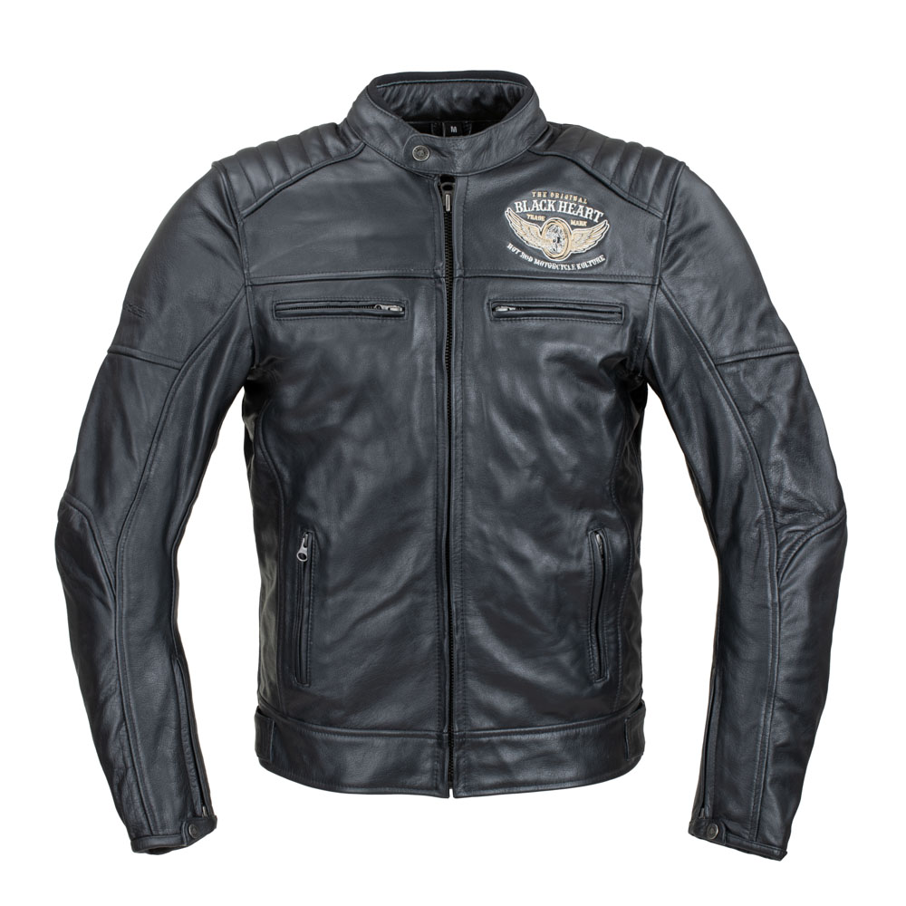 Motoros bőrkabát W-TEC Black Heart Wings Leather Jacket  fekete  XL