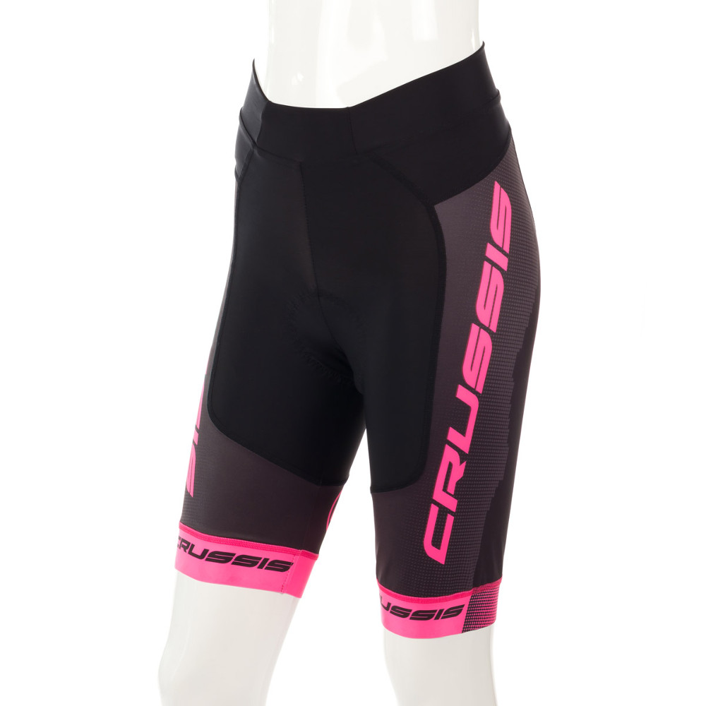 Női kerékpáros rövidnadrág Crussis CSW-069  fekete-rózsaszín  L