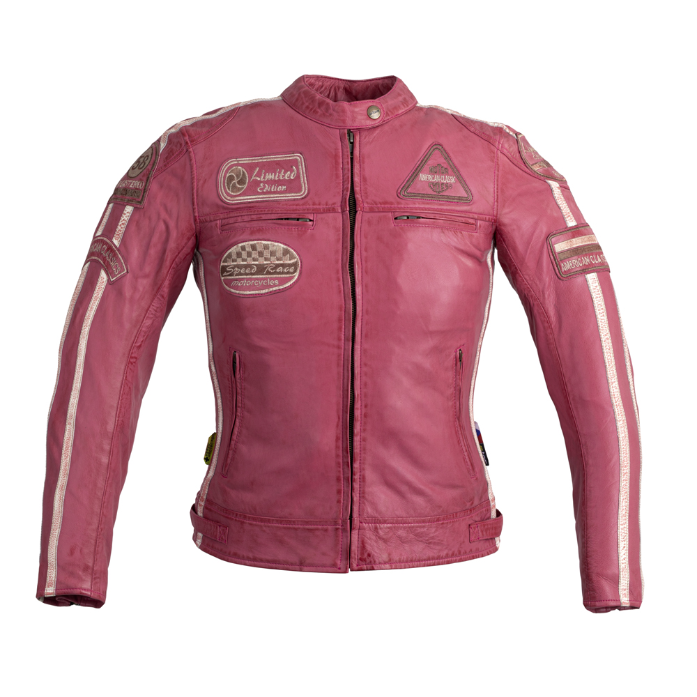 Női motoros bőrkabát W-TEC Sheawen Lady Pink  M  rózsaszín