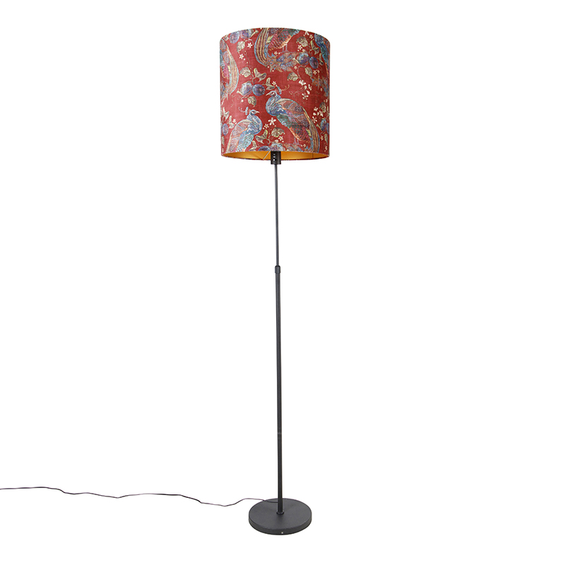 Állólámpa fekete árnyalatú páva design piros 40 cm - Parte