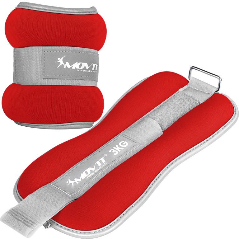 Neoprén csuklósúly bokasúly MOVIT® 2 x 3 kg - piros