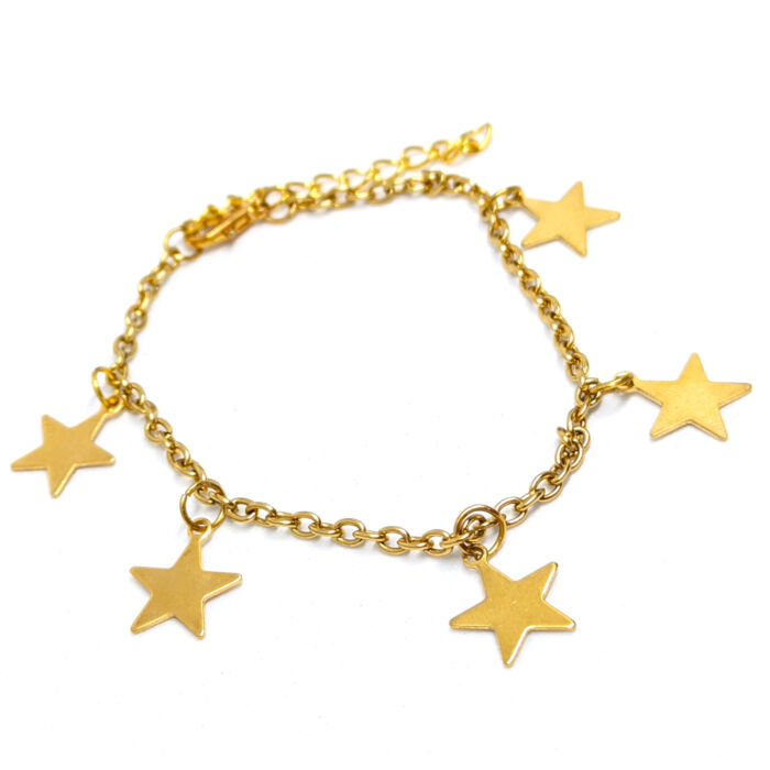 5 nemesacél csillag charmos karkötő, arany színű