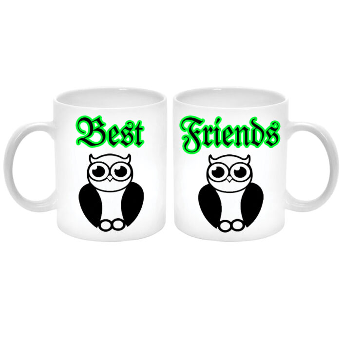 Best Friends (Legjobb barátok) baglyos Páros Bögre (2 db). A másik oldalára saját fotó és felirat kérhető