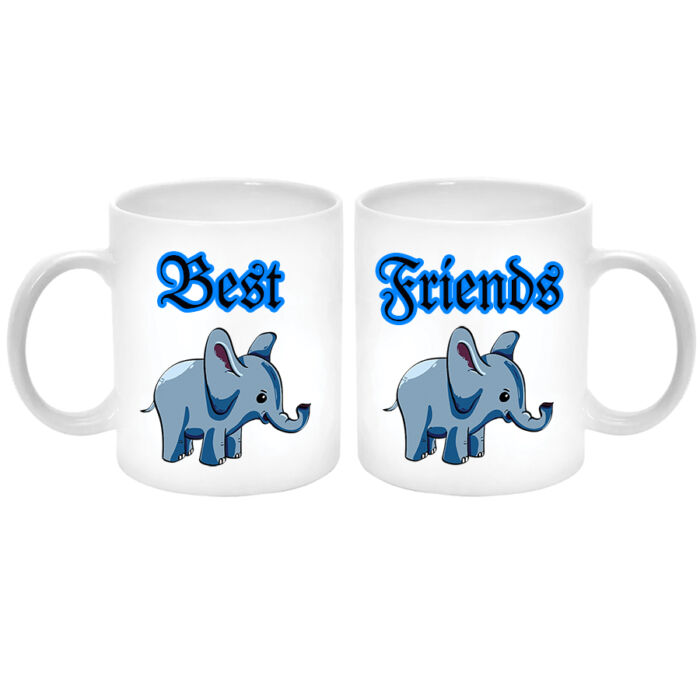 Best Friends (Legjobb barátok) elefántos Páros Bögre (2 db). A másik oldalára saját fotó és felirat kérhető