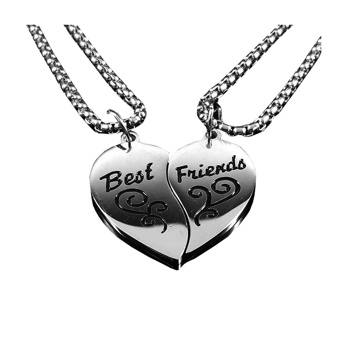 'Best friends - legjobb barátok' két db szívet formázó lánc és medál - prémium, dobozzal