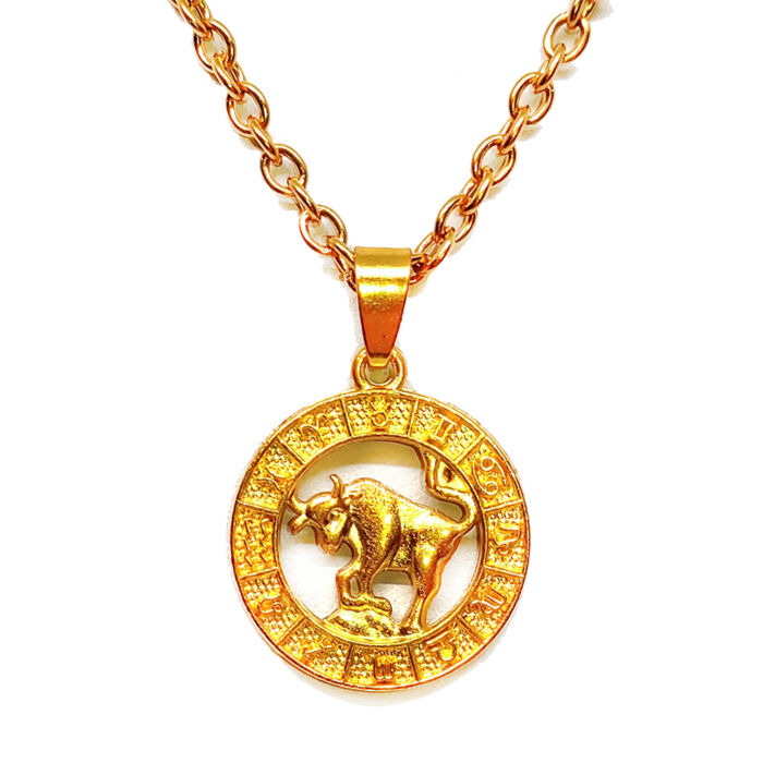Bika-Horoszkóp medál lánccal, arany színű
