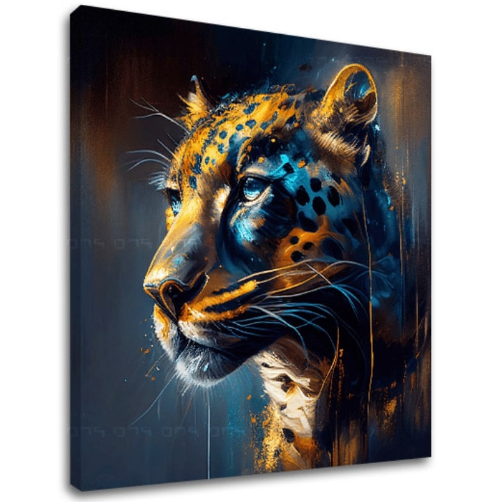 Dekoratív festmény vászonra - PREMIUM ART - Jaguar's Grace in the Wild