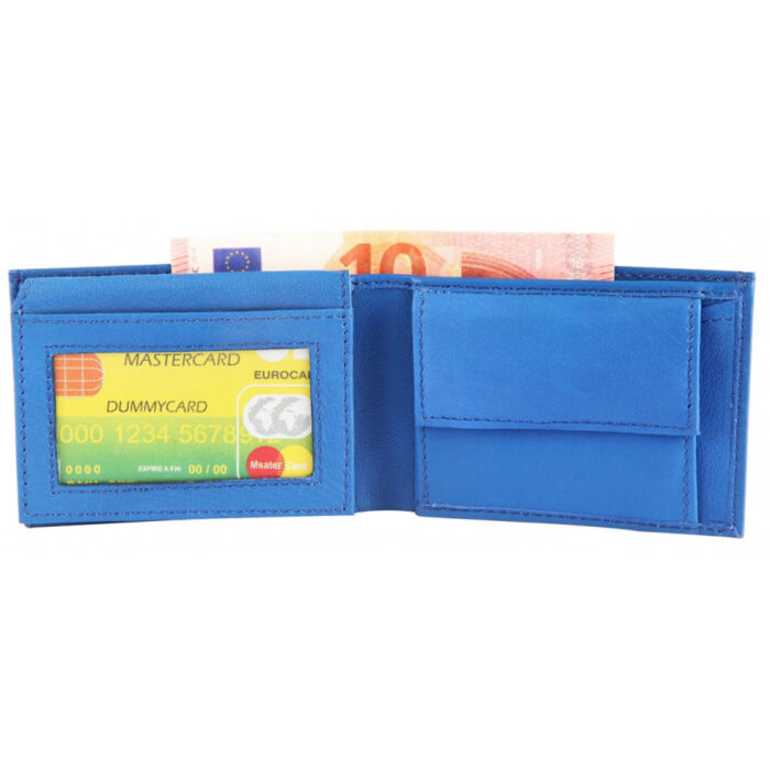 Excellanc pénztárca valódi bőrből, 7x10 cm, kék