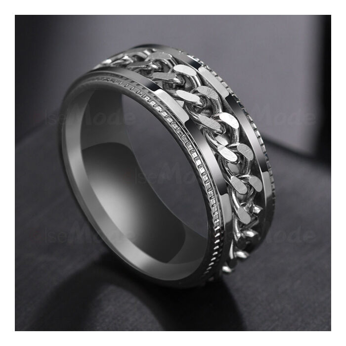 Ezüst színű láncos nemesacél karikagyűrű, több méretben