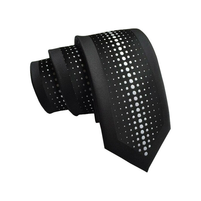 Fekete-fehér mintás keskeny nyakkendő