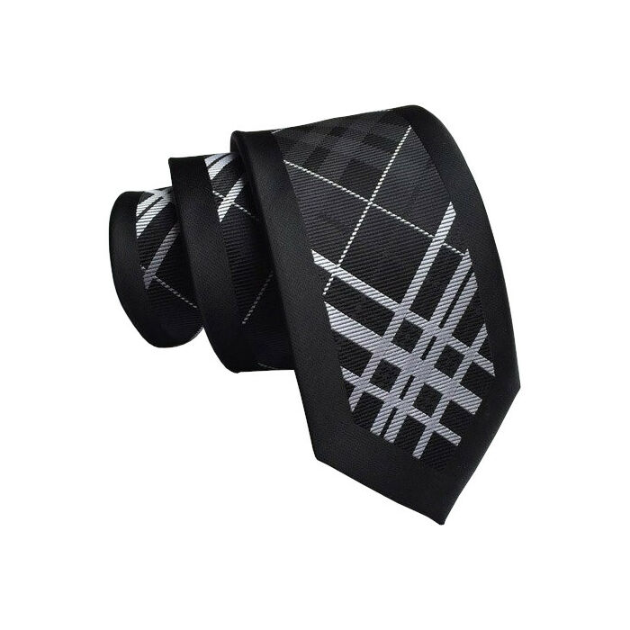 Fekete-fehér mintás keskeny nyakkendő 2.