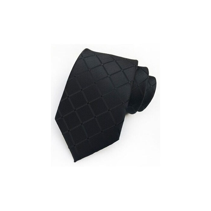 Fekete kockás selyemhatású nyakkendő