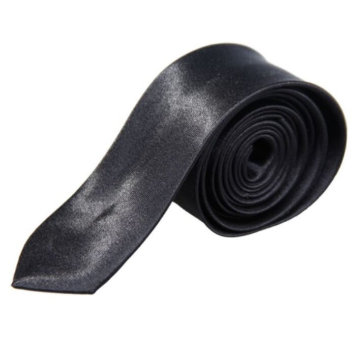 Fekete vékony selyemhatású nyakkendő