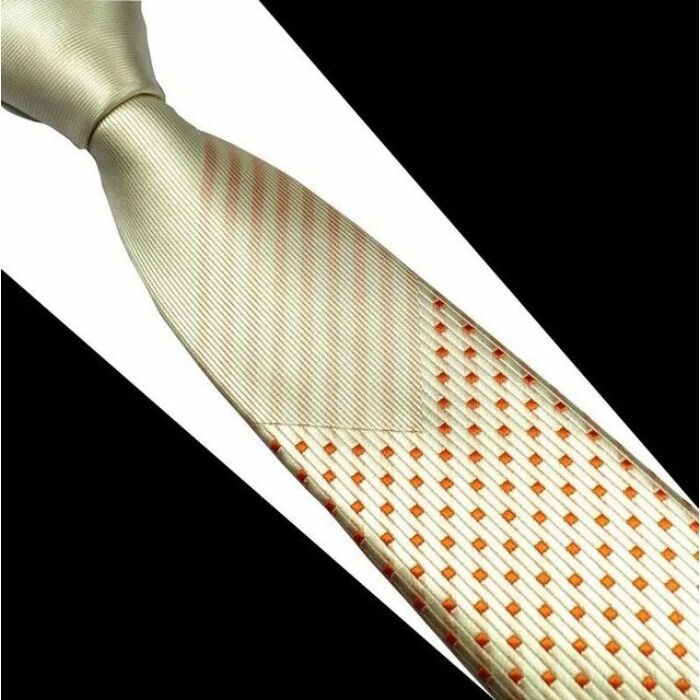 GUSLESON vajszínű-narancssárga mintás elegáns férfi nyakkendő - selyem