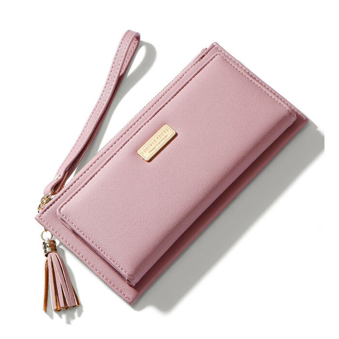 Gyönyörű műbőr női pénztárca, rózsaszín - 20x10 cm