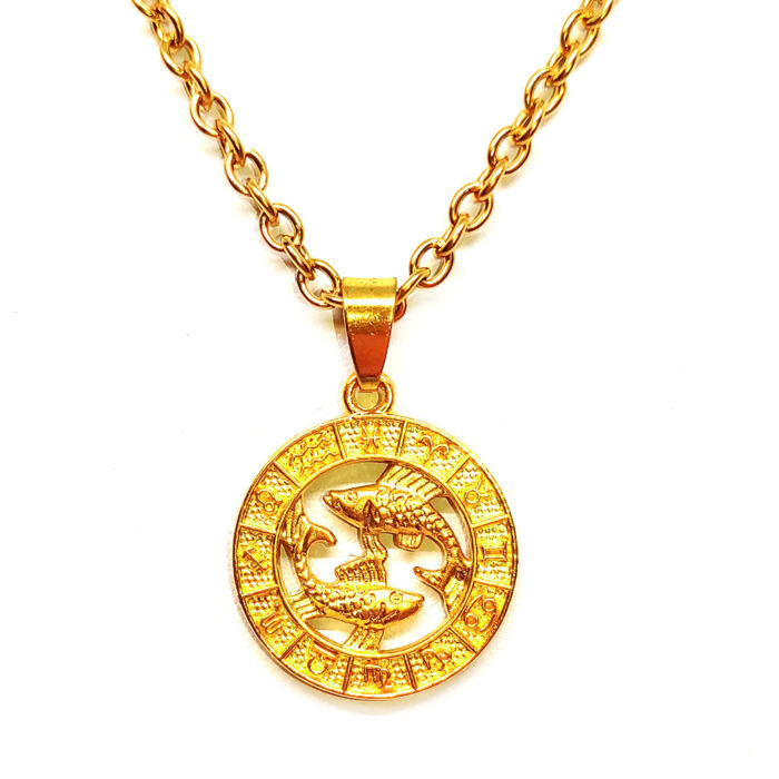 Halak-Horoszkóp medál lánccal, arany színű
