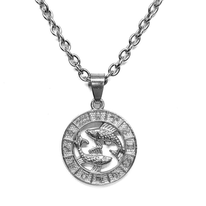 Halak-Horoszkóp medál lánccal, ezüst színű