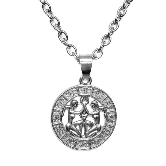 Ikrek-Horoszkóp medál lánccal, ezüst színű