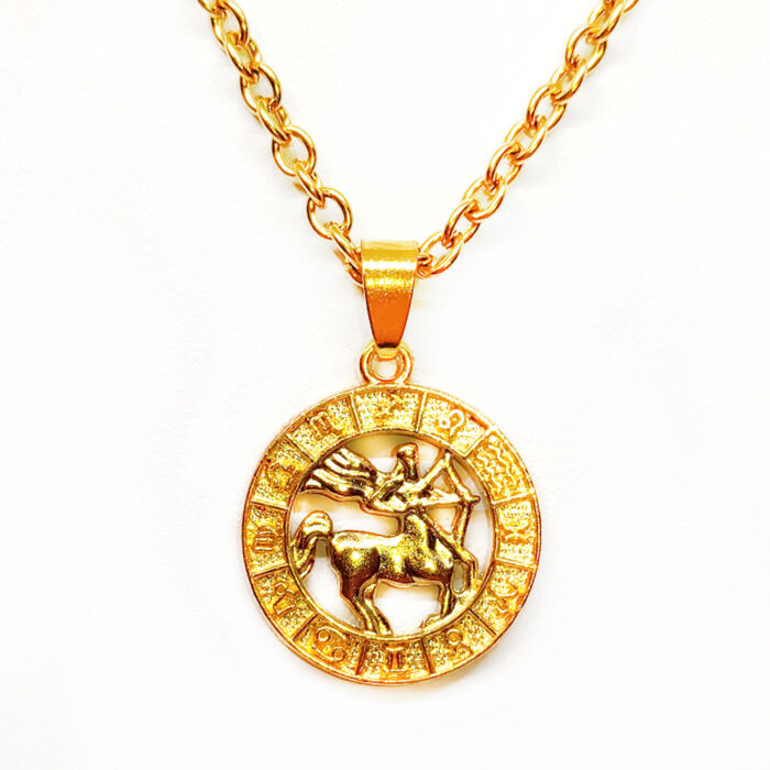 Nyilas-Horoszkóp medál lánccal, arany színű