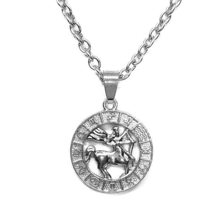 Nyilas-Horoszkóp medál lánccal, ezüst színű
