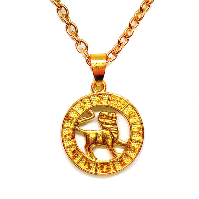Oroszlán-Horoszkóp medál lánccal, arany színű