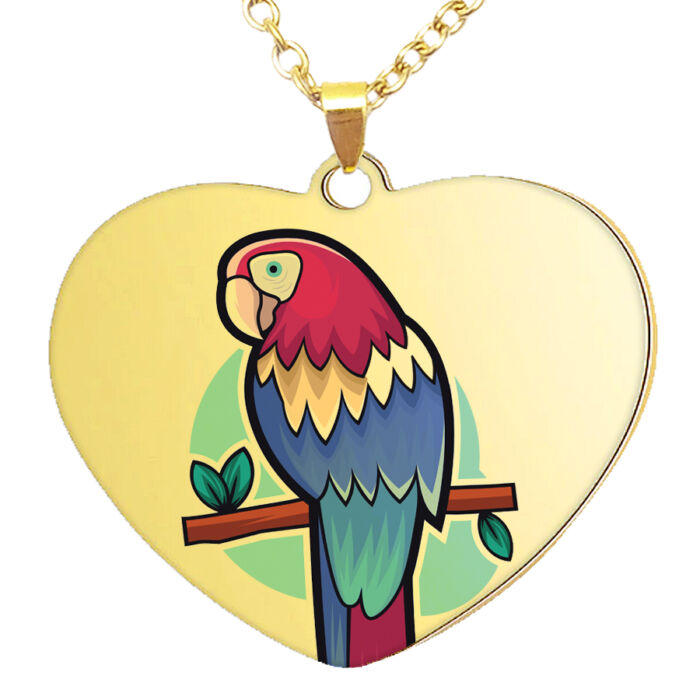 Papagájos medál lánccal, választható több formában és színben