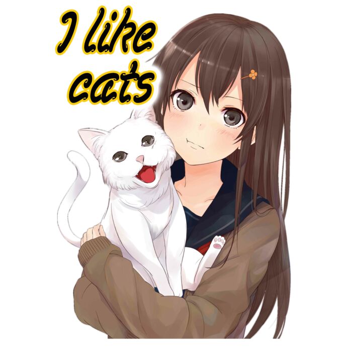 Puzzle - Anime lány cicával (120 db-os), felirat változtatható