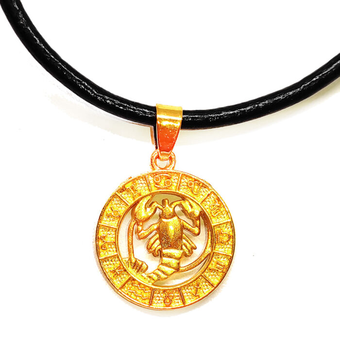 Rák-Horoszkóp arany színű medál műbőr lánccal