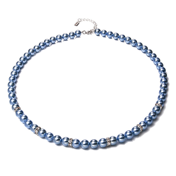Silky Blue Elegance – kék színű gyöngy nyaklánc, dobozban